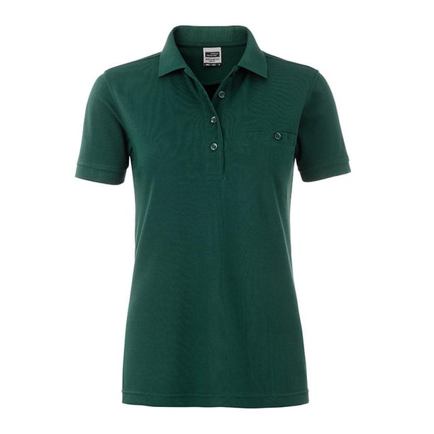 James and Nicholson - Polo de trabajo con bolsillo para mujer señora (Verde oscuro)