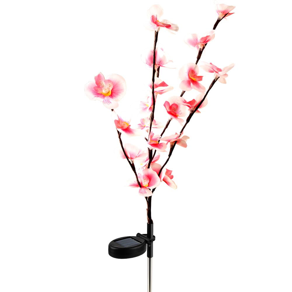 EpicGadget (2 Pack) Solar Orchid Flower Light, Outdoor Solar Flower Garden Decorative Stake Lights for Walkway Pathway Backyard Garden Christmas Decoration Parties (Warm White)