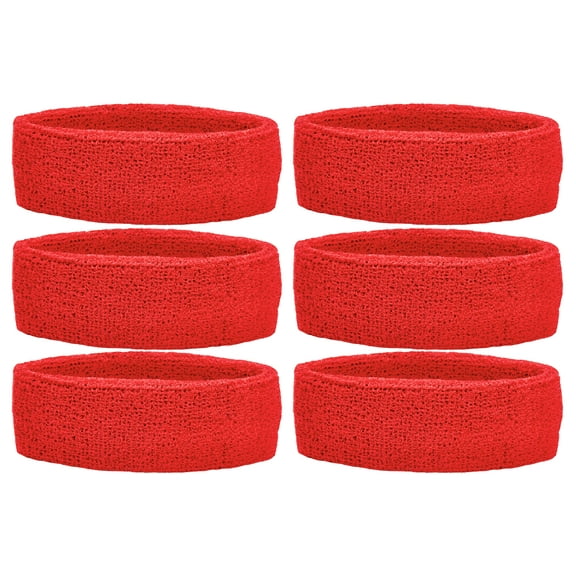 Unique Sports Athletic Performance Team Pack of 6 Headbands - Red