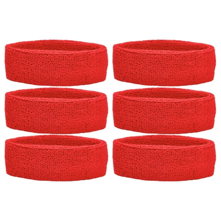 Unique Sports Athletic Performance Team Pack of 6 Headbands - Red