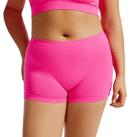 Fulorrnie Underwear for Women Plus Size Boy Shorts Seamless High Waisted Panties Cute Stretchable Elastic Waist Comfort Panty  Hot Pink  XXL