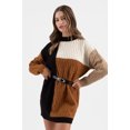 thumbnail image 4 of Blu Pepper Women's Long Sleeve Colorblock Chevron Cable Knit Pullover Sweater, 4 of 5