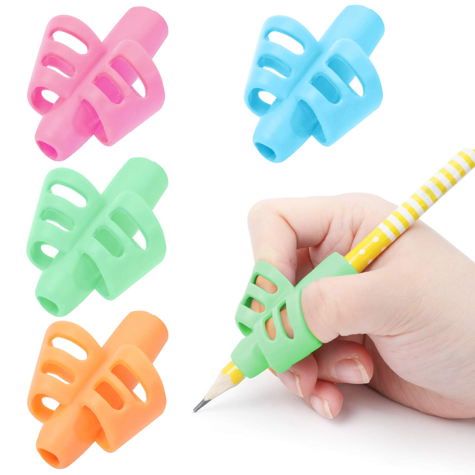 Pack of 6 GLITTER Colours Ultra Soft Ambidextrous Pen Pencil Tool Grip 