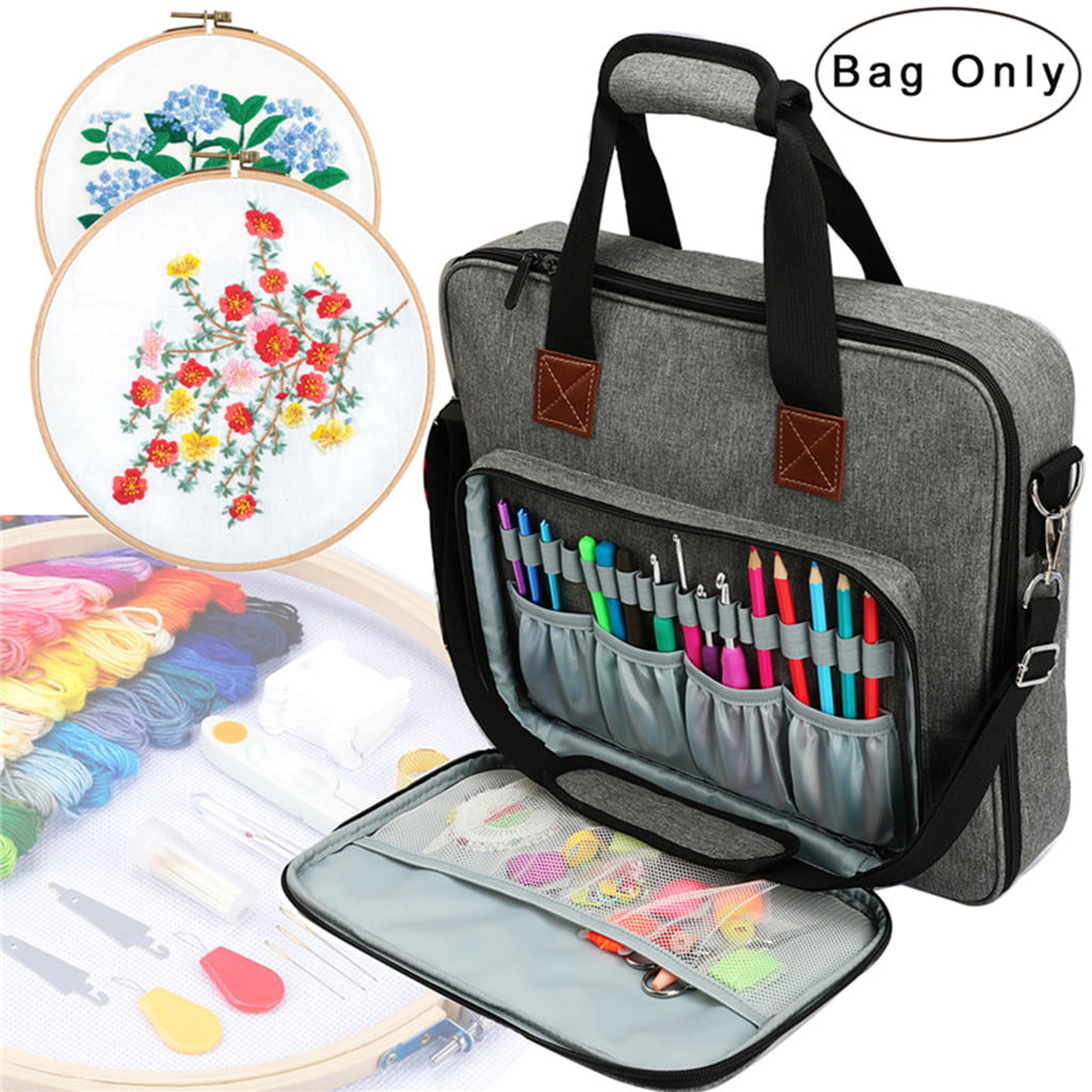 HEALLILY Embroidery Project Bag Embroidery Kits Storage Bag Sewing Accessories Organizer Knitting Craft Tools Carrying Case for Sewing Tools and Accessories