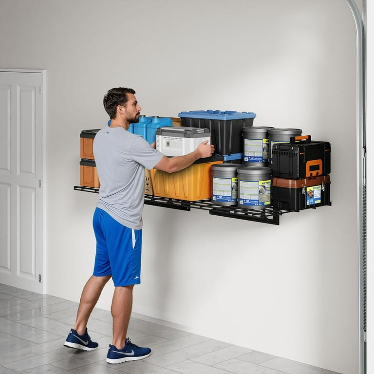 FLEXIMOUNTS 2x4ft Garage Shelving Wall-Mounted, 1-Pack Heavy-Duty
