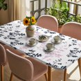 thumbnail image 3 of Grey Pink Botanical Table Cloths for 3 Foot Rectangle Tables, Watercolor Spring Floral Summer Leaf Patio Waterproof Elastic Fitted Tablecloths, Washable Rectangular Table Cover for Camping, 3 of 8