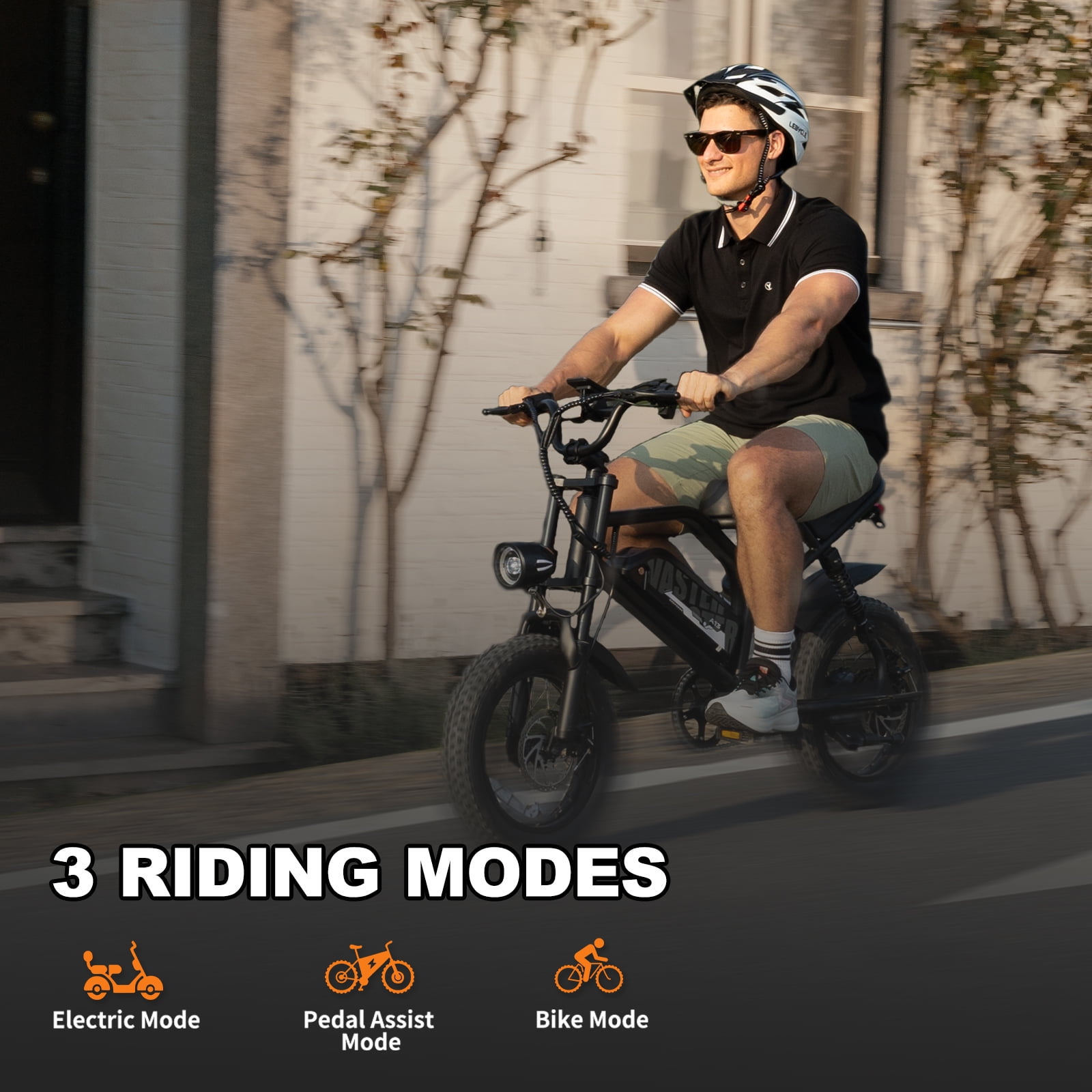 AVDLEU Electric Bike,16" Fat Tire Ebike,500W Motor,48V 12Ah Removable Battery,4x Suspension,38 Miles Pure Electric,55 Miles Pedal