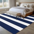 thumbnail image 4 of 5'x8' Area Rugs, Navy Blue Stripe Indoor Outdoor Area Rug for Living Room Bedroom, Modern Simple Geometric White Striped Washable Bathroom Rugs Kitchen Floor Carpet Mats Home Decor Aesthetic, 4 of 8