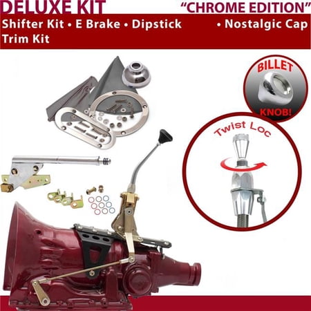 American Shifter TH350 Shifter Kit Chrome 8 in. E Brake Trim Kit Dipstick for EDF09