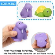 Bath Toy, Water Spraying Discoloration Floating Animals, Bathroom Pool Accessory, Shark Fishing Play Set for Babies and Kids