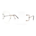 thumbnail image 5 of Luxury Fashion Rectangular Rimless Oversize Butterfly Clear Lens Eye Glasses Gold Brown, 5 of 8
