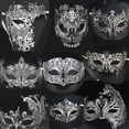 thumbnail image 2 of Máscara de Mascarada veneciana de filigrana de Metal dorado plateado de lujo, máscara de calavera cortada con láser, evento de boda, bola de Navidad, máscaras de fiesta de disfraces Qiuyongming unisex, 2 of 2