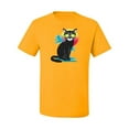 thumbnail image 2 of Cool California Beach Kitten Silhouette Sun Cat | Mens Cat Lover Graphic T-Shirt, Gold, X-Large, 2 of 4