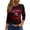 Deep Red, variant on Mar-di Gras Tops T-shirt Blouse for Womens,Womens 3/4 Sleeves Round Neck Mar-di Gras Printed Casual T-shirt