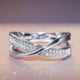 thumbnail image 5 of Anillo de moda Yashi de Dos tonos forma de X para mujer con piedra CZ, 5 of 5