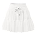 thumbnail image 5 of Arlun Women's Skirts Drawstring Elastic High Waisted Mesh Ruffle Tiered Mini Skirts Lightweight Comfy Pleated Cute Short Skirt for Summer Beach Outfit White L, 5 of 6
