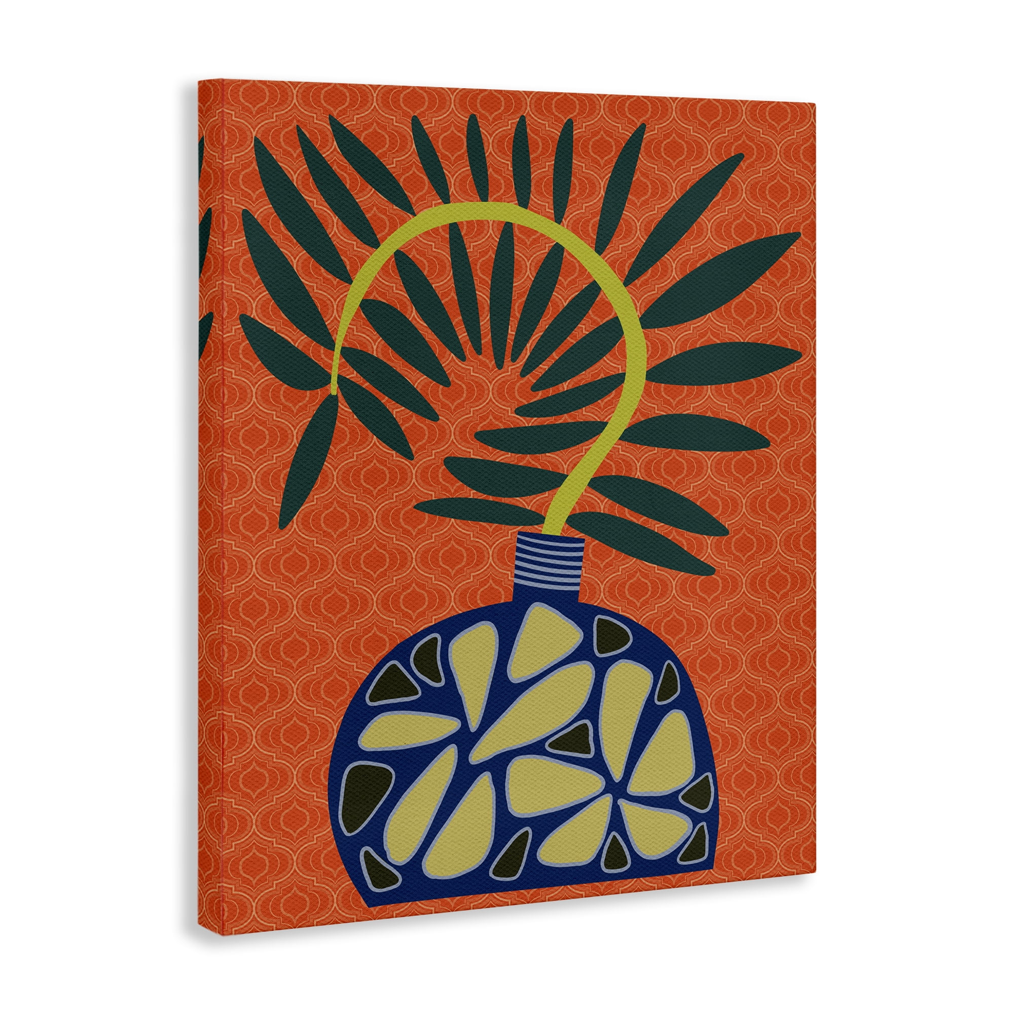 Stupell Industries Modern Vase on Orange Plants & Flowers Painting Wrapped Canvas Art Print Wall Art, 16 x 20