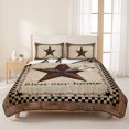 thumbnail image 3 of Queen Quilt Set 90''x96'', Western Star Brown Lightweight Bedspread Coverlet with 2 Pillow Shams, Texas Stars Retro Farmhouse Buffalo Plaid Breathable All Season Quilt Bedding for Bedroom/Guest Room, 3 of 9