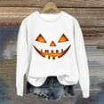 thumbnail image 2 of Makaor Crewneck Sweatshirt Womens Halloween Tops Fleece Long Sleeve Pullover Pumpkin Casual Fall Clothes White XL, 2 of 3