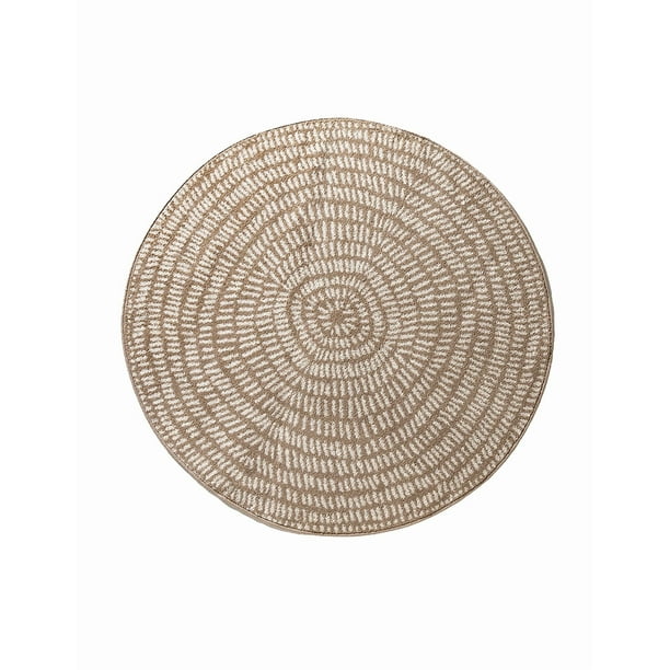 Alfombra para Sala Estilo Moderno | Alfombras Para Recamara color Natural Redonda | Decoración Hogar Moderno | Versátil y Facil de Lavar | Tapetes para Sala de Pelo Corto Sintetico | 120x120 cm