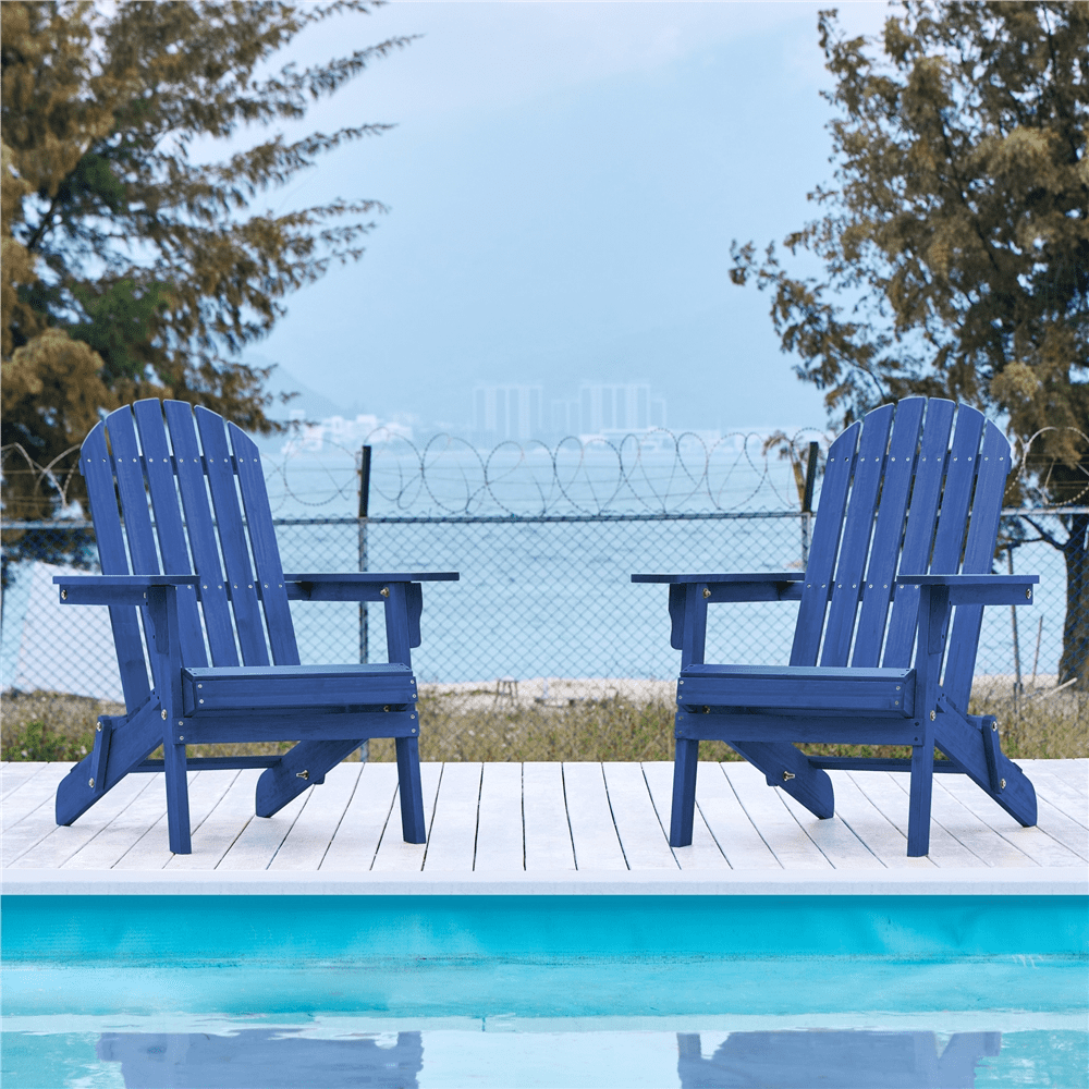 Smile Mart Fir, Metal Adirondack Chairs Set of 2, Blue
