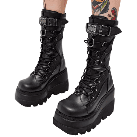 

Women s Calf Riding Boots with Plus Size Slope Heel Shoes for Jeans Trench Coat Calf Pants
