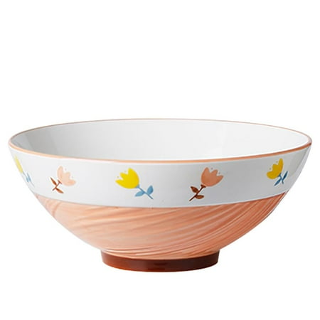 

1200ml Ceramic Ramen Bowl Household Large Noddle Bowl Hand-painted Noddle Soup Bowl with High-foot Design Threaded Design for Ramen Soup Kitchen