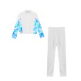 thumbnail image 3 of HULIJA Kids Girls 2 Pieces Athletic Outfits Long Sleeve Zipper Jacket with Sport Leggings Tracksuit White 12, 3 of 5