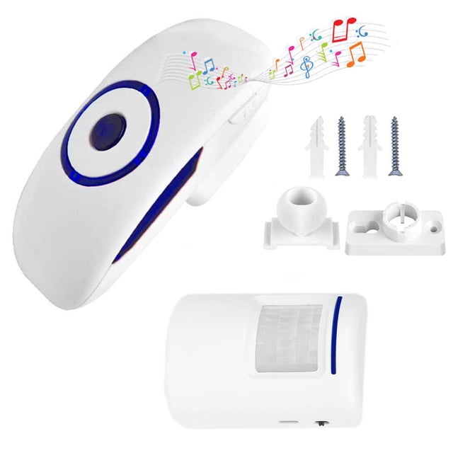 Wireless Doorbell Cordless Motion Sensor Detector Door Chime Intelligent Remote Control Home Welcome Doorbell 36 Melodies 4 Adjustable Volume Levels
