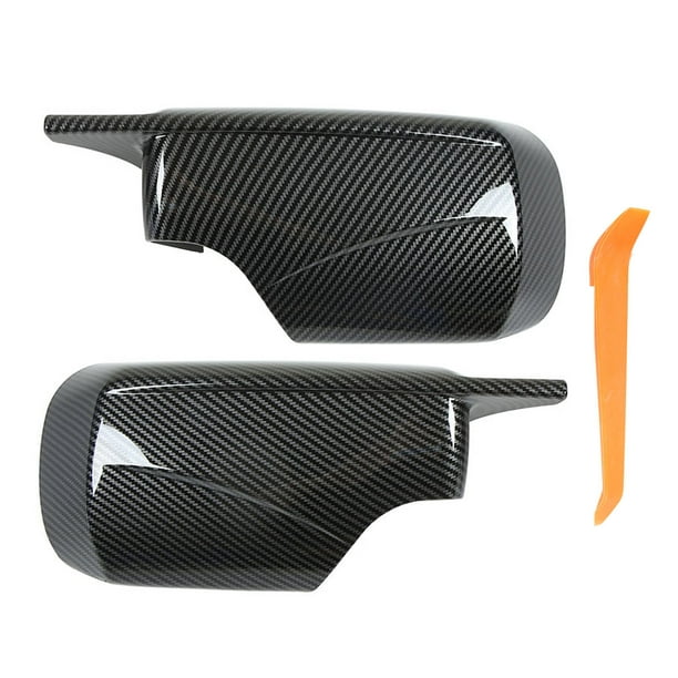 Tapas para espejo retrovisor de puerta lateral izquierda y derecha estilo bocina para Serie 3 E46 Sedan 1998-2005 estilo fibra de carbono Jadeshay A