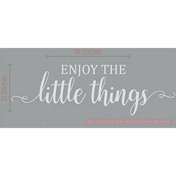 Enjoy The Little Things Vinyl Lettering Stickers Wall Decals Baby Nursery Room Decor Quote, 36 X 11 , Light Gray