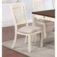 thumbnail image 3 of Contemporary 6pc Dining Set White, Walnut Dining Table w 6x Chairs Slats Back Beige Cushion Seats Kitchen Dining Room Furniture, 3 of 11