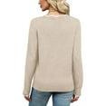 thumbnail image 6 of GrmtClth Womens Sweaters Breathable V-Neck Knitted Sweaters Casual Classic Comfort Soft Long Sleeve Pullover Tops Khaki M, 6 of 6