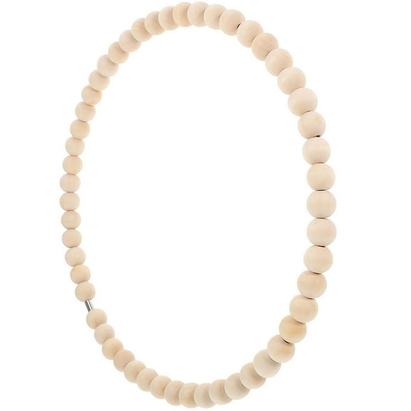 KALLORY 1 Piece Khaki Wreath with Wood Bead Ring for Decor 20.00X20.00X0.6In