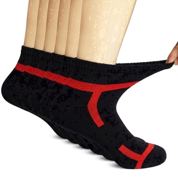 Weavra Men’s Athletic Ankle Socks 6 Pc–Cushioned Running Socks, Breathable Moisture Wicking Sports for Gym, Walking, Everyday Comfort