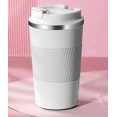 thumbnail image 4 of Vacuum Insulated Stainless Steel Coffee Cup With Leakproof Lid - 510ml, White | Reusable Travel Mug For Hot Cold Coffee, Tea - Thermal Mug With Non-slip | Durable, Break Resistant, Leak Proof, 4 of 5