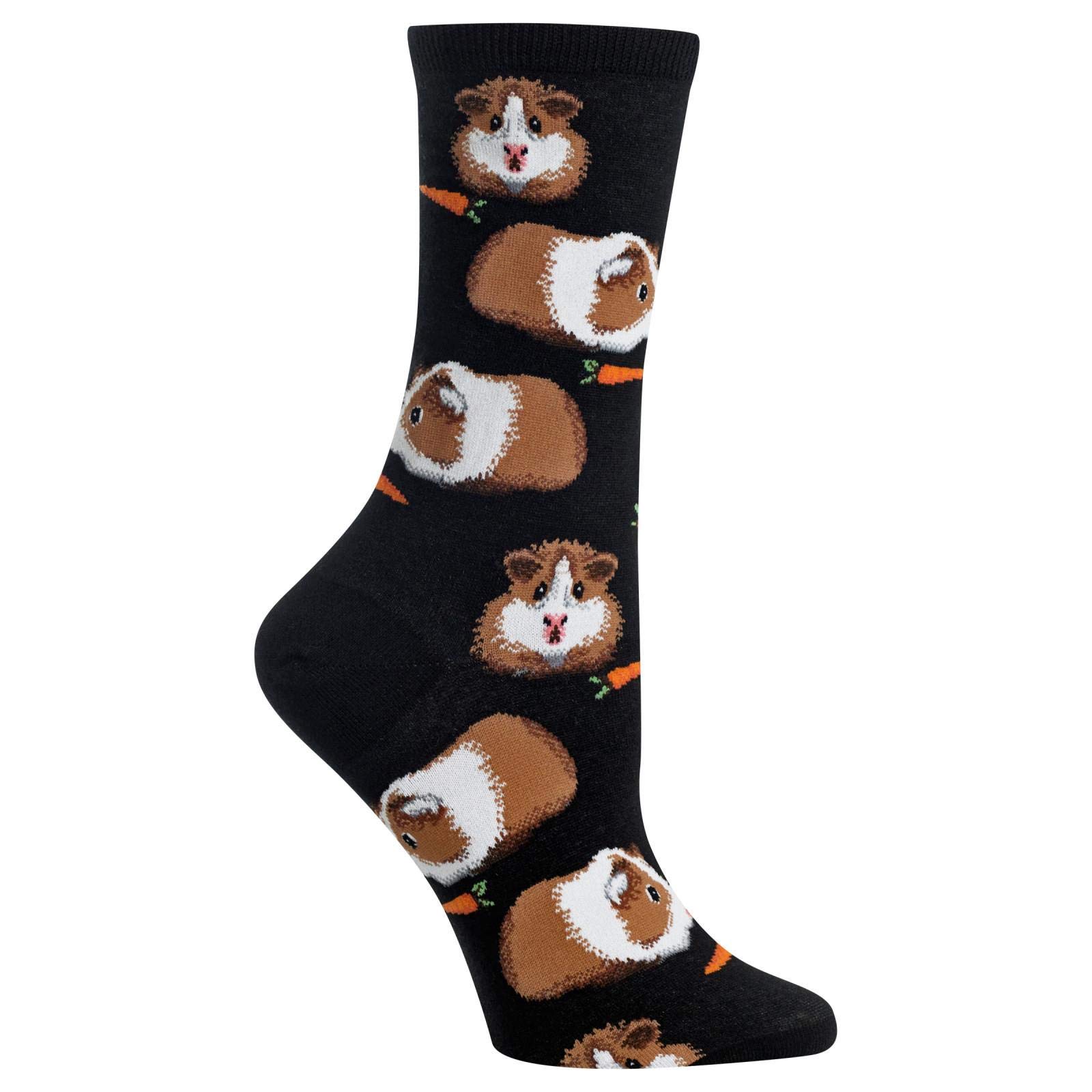 Hot Sox Guinea Pigs Black Ladies Crew Socks