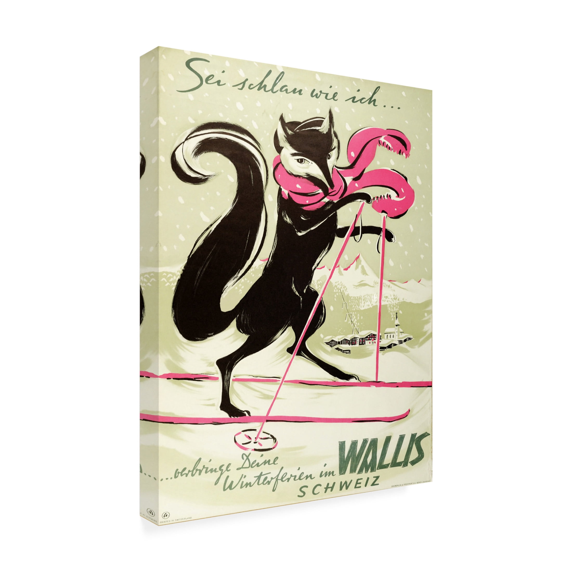 Canvas Wall Art - Vintage Apple Collection 'Swiss Ski Poster' Wall