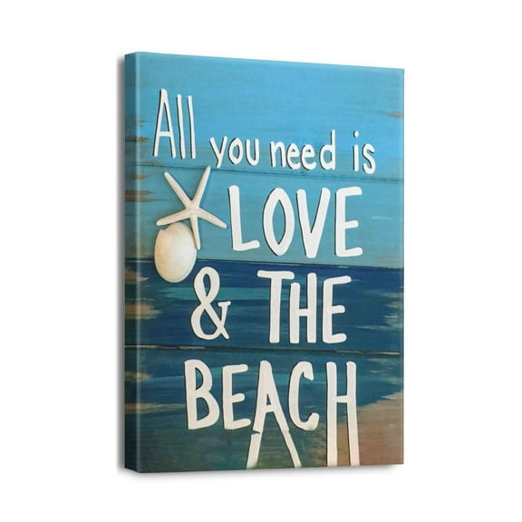 Oceanic Wall Decor Rustic Shell Coastal Theme, Nautical Seashell & Starfish Art, Framed Canvas Prints for Bedroom/Bathroom, 12x16