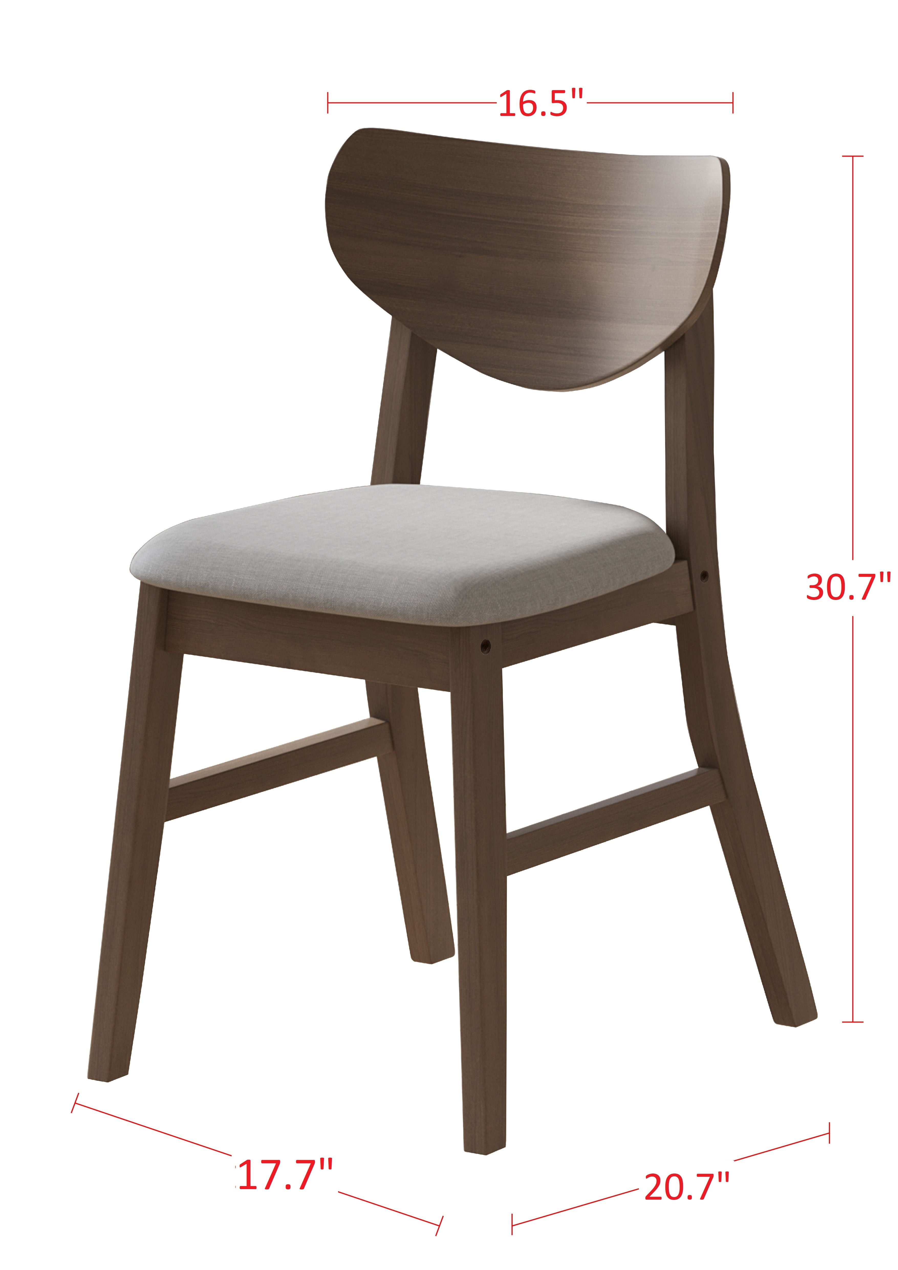 Home Design Easton Dining Chair (Set of 6), Curved-back design, Comfortable padded seat, Sturdy construction, Easy to clean, Gray/Brown