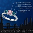 thumbnail image 2 of Gem Stone King 14K White Gold Pink Lab Grown Diamond & London Blue Topaz 3-Stone Engagement Ring | 1.16 Cttw | Round 5MM and 4MM | Three Stone Wedding Anniversary Promise Ring for Women (Size 6), 2 of 6