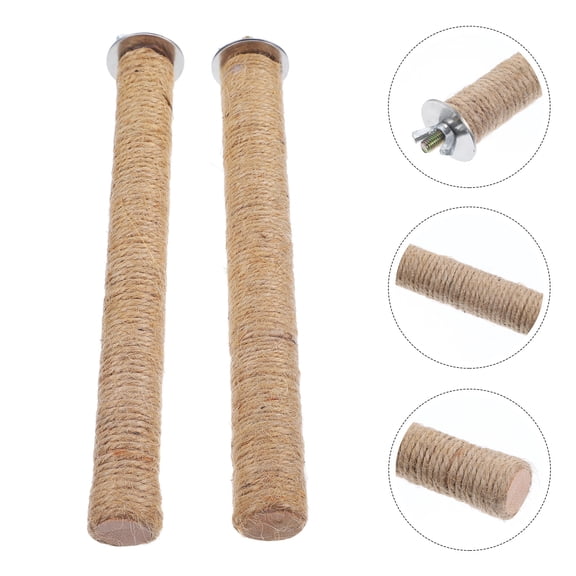 BESTYASH 2-Pack Light Brown Bird Perch Sticks for Large Parrots - Bird Care Accessories
