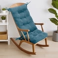 thumbnail image 3 of Millsilo 38" x 17" x 3" Indoor Tufted Rocking Chair Cushion & Seat Pad with Non-Slip Base & Secure Ties — Blue, 3 of 10