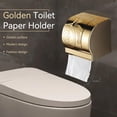 thumbnail image 2 of Porta Rollos Papel De Baño, Soporte De Papel Higiénico Dorado, Porta Papel De Baño Acero Inoxidable con Tapa Impermeable, Soporte para Papel Higiénico De Pared Fácil Instalación, 2 of 4