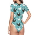 thumbnail image 4 of Balery Lovely Roosters Women's Short Sleevee Crew Neck Bodysuit Tops Short Sleeve Tops Basic-XX-Large, 4 of 9