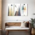 thumbnail image 3 of Elephant Stock Geometric Mountain Scene Wall Art - Horizontal Multi Panel Canvas - Living Room Wall Decor - Nature Multi Panel - White And Gold Decor - 45" x 28", 3 of 8