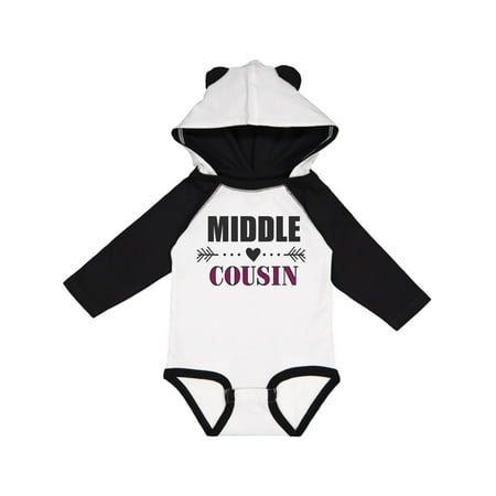 

Inktastic Middle Cousin with Heart Arrow Gift Baby Girl Long Sleeve Bodysuit