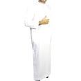 thumbnail image 1 of Hijaz Long Sleeve Fitted Men's Plain White Formal Thobe Cotton Arab Robe - XXXL, 1 of 4
