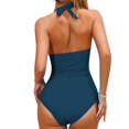 thumbnail image 2 of Womens Swimsuits Spring Summer Solid Color Beach Vacation Casual Plus Size Tankini Swimwear Blue, 2 of 4