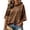Brown, variant on Women's Leopard Print Short Sleeve Hoodie, Loose Pullover Casual Hooded Sweatshirt with Kangaroo Pocket